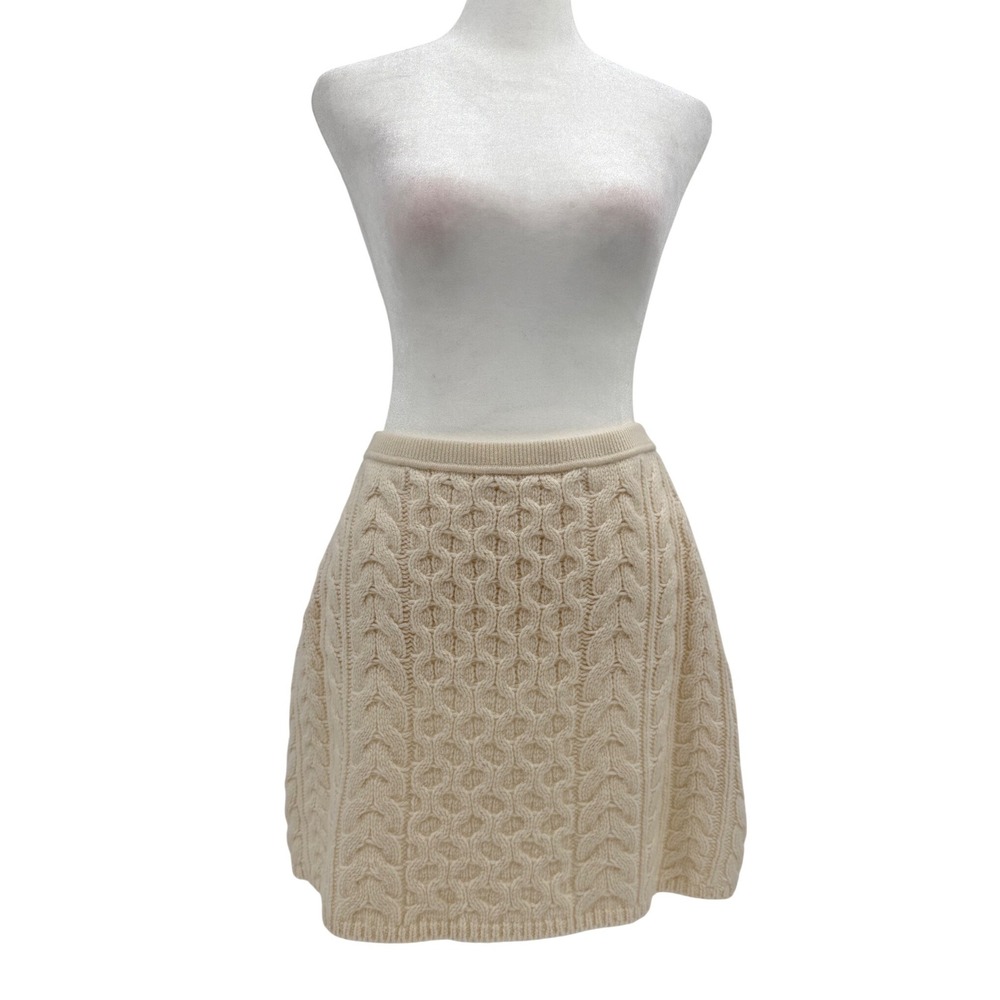 NWT Theory Cable Knit Mini Skirt Cream Size Small Fishermancore Wool Cashmere
